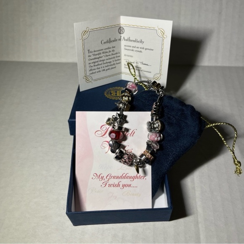 Bradford Exchange Heartfelt Wishes for My Granddaughter Charm Bracelet